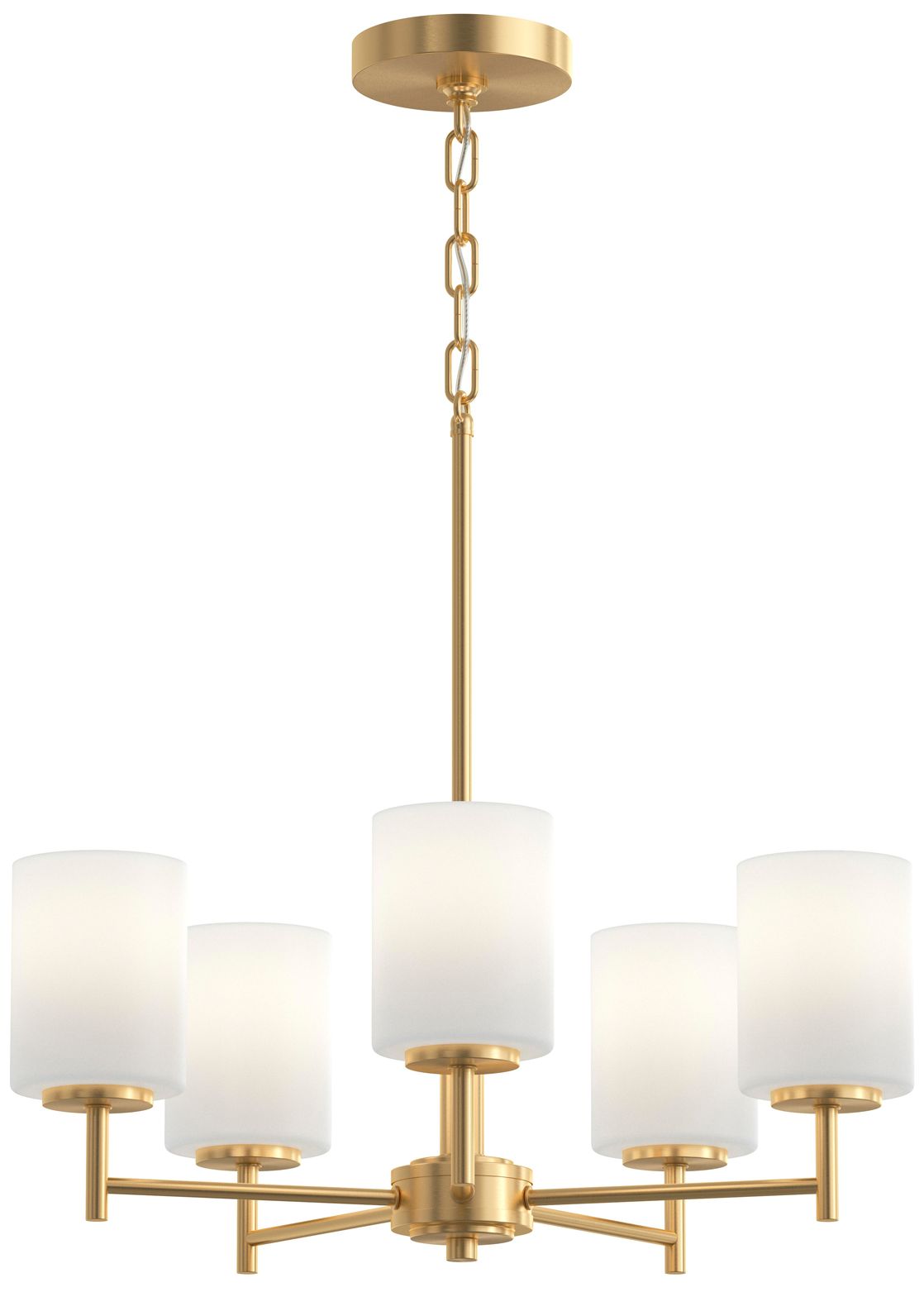 Replay Collection 5-Light Brushed Gold Chandelier with Etched Glass Shades