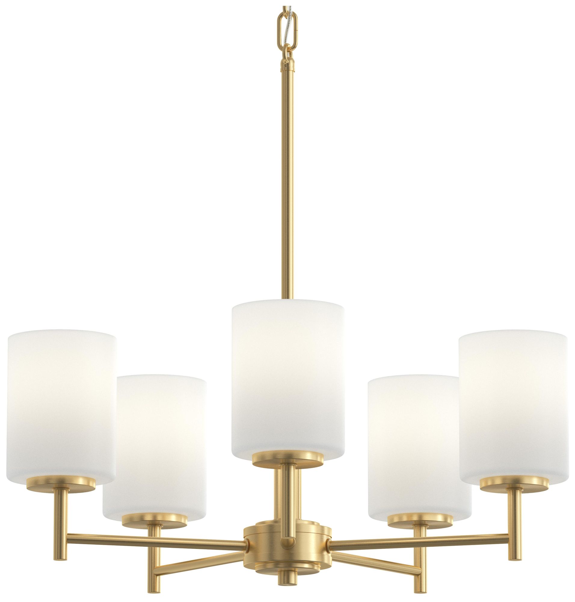 Image 7 Replay Collection 5-Light Brushed Gold Chandelier with Etched Glass Shades more views