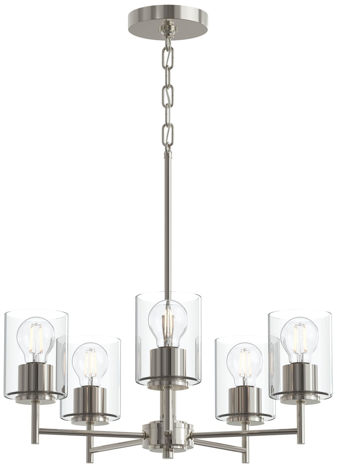 Replay Collection 5-Light Polished Nickel Chandelier w/Clear Glass Shades
