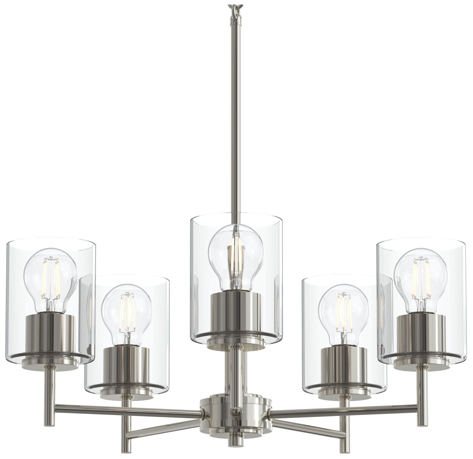 Image 7 Replay Collection 5-Light Polished Nickel Chandelier w/Clear Glass Shades more views