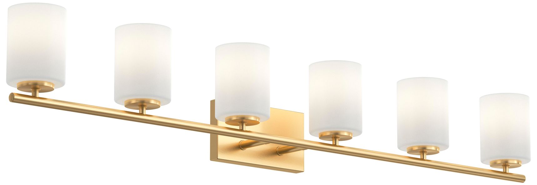 Replay Collection 6-Light Brushed Gold Etched White Glass Bath Vanity Light
