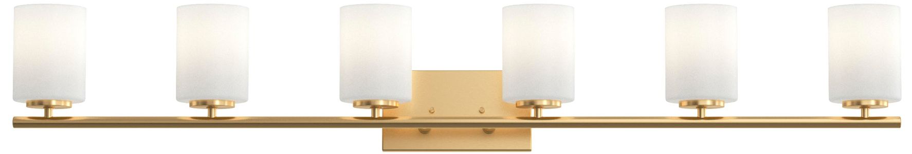 Image 7 Replay Collection 6-Light Brushed Gold Etched White Glass Bath Vanity Light more views