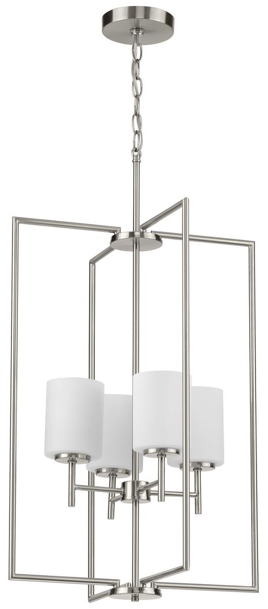 Image 2 Replay Collection Four-Light Etched White Glass Pendant Light more views