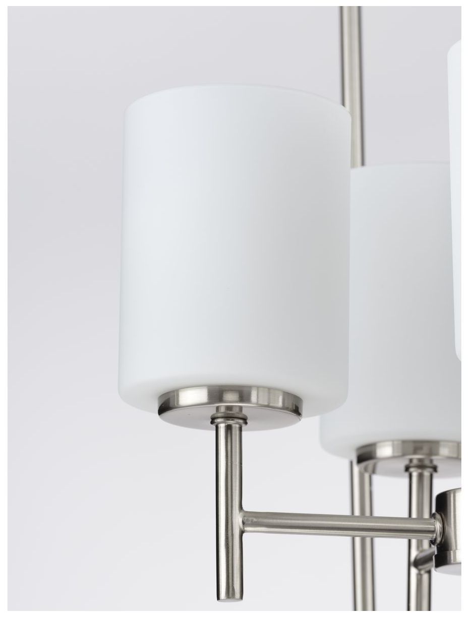 Replay Collection Four-Light Etched White Glass Pendant Light
