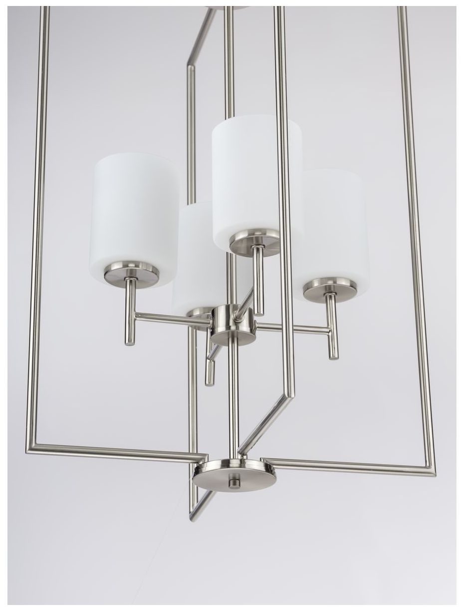 Replay Collection Four-Light Etched White Glass Pendant Light