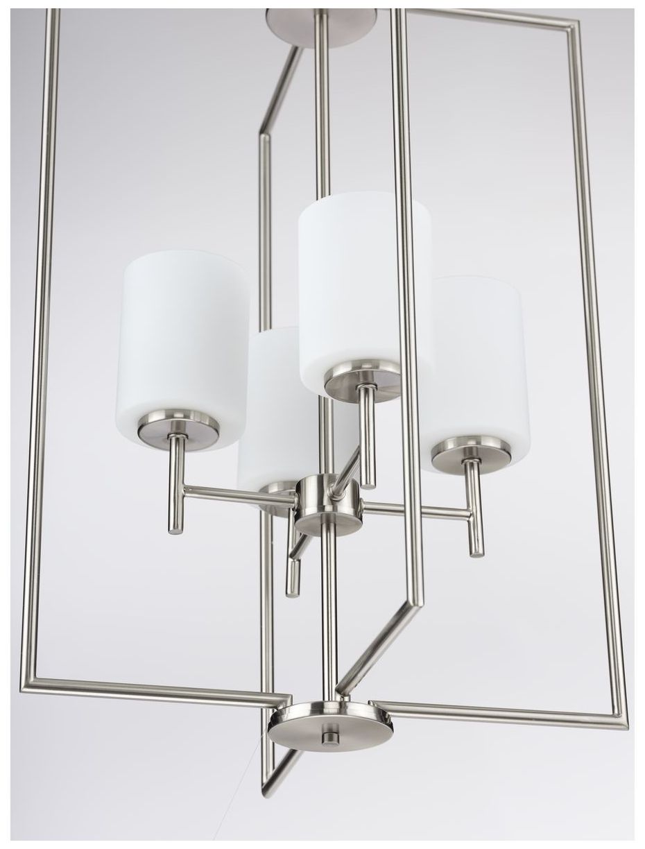 Replay Collection Four-Light Etched White Glass Pendant Light
