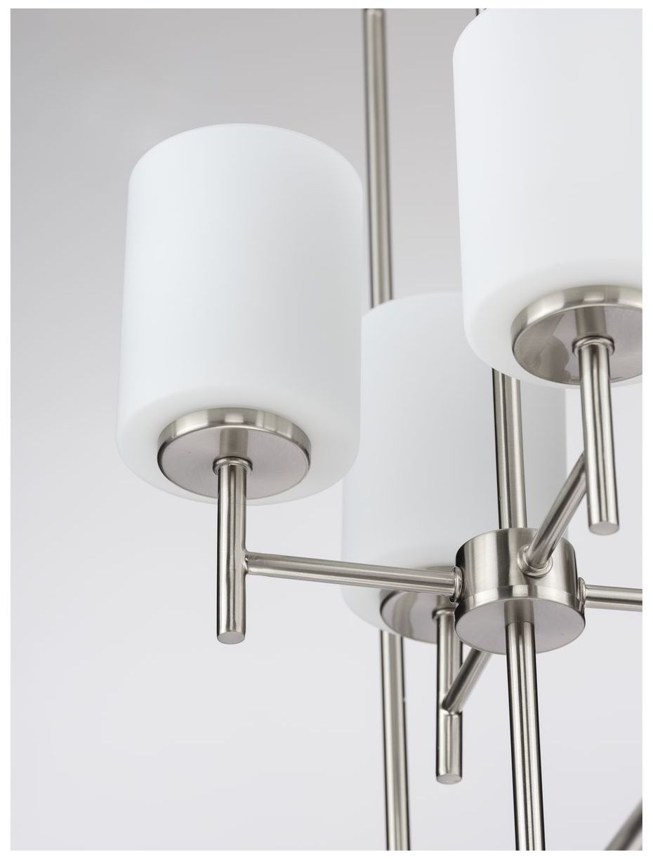 Replay Collection Four-Light Etched White Glass Pendant Light