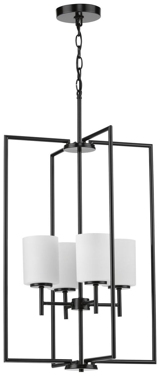 Image 2 Replay Collection Four-Light Etched White Glass Pendant Light more views