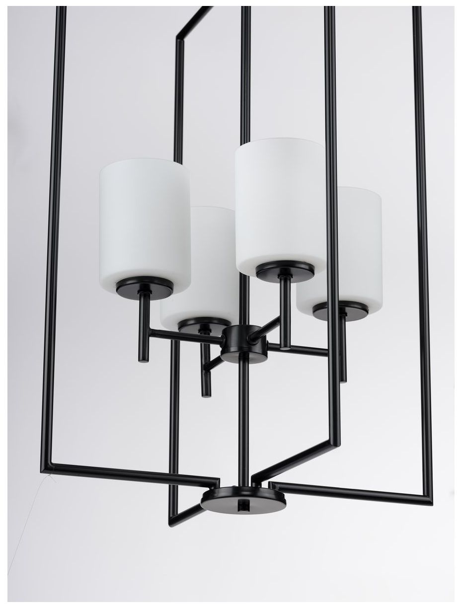 Image 5 Replay Collection Four-Light Etched White Glass Pendant Light more views