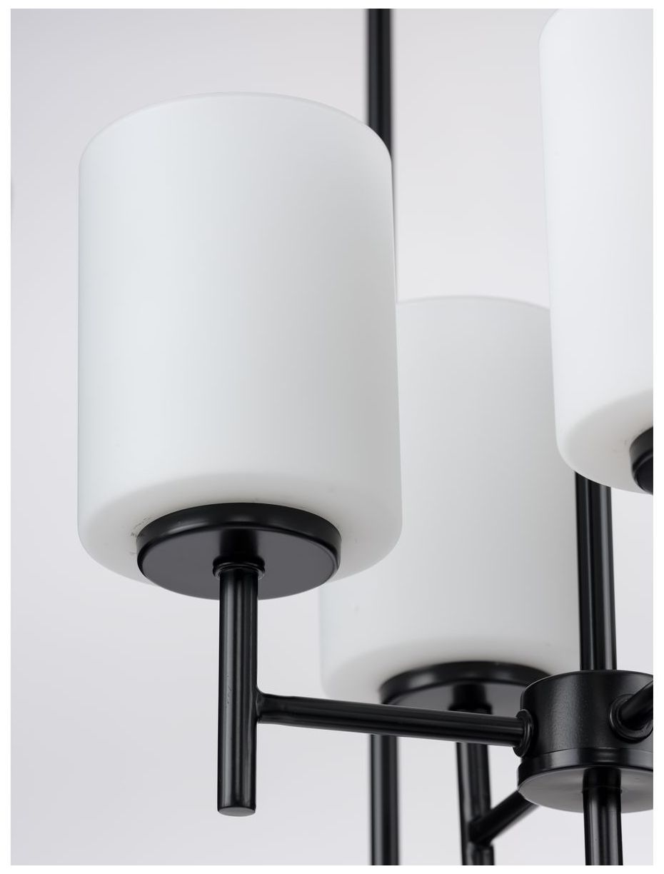 Replay Collection Four-Light Etched White Glass Pendant Light