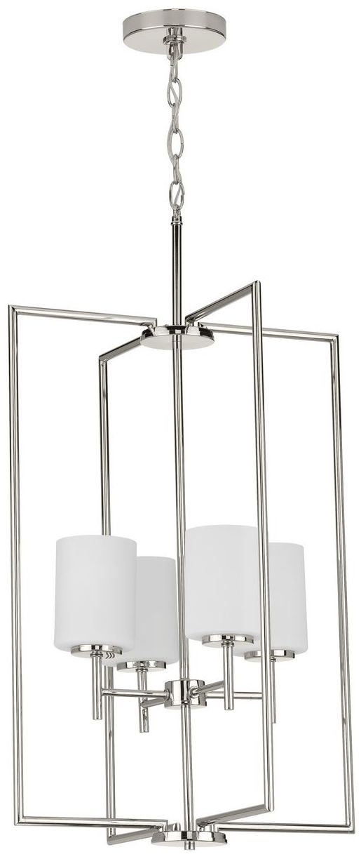 Image 2 Replay Collection Four-Light Etched White Glass Pendant Light more views