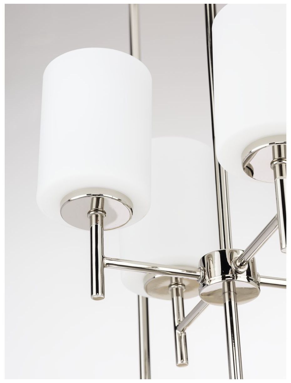 Image 7 Replay Collection Four-Light Etched White Glass Pendant Light more views