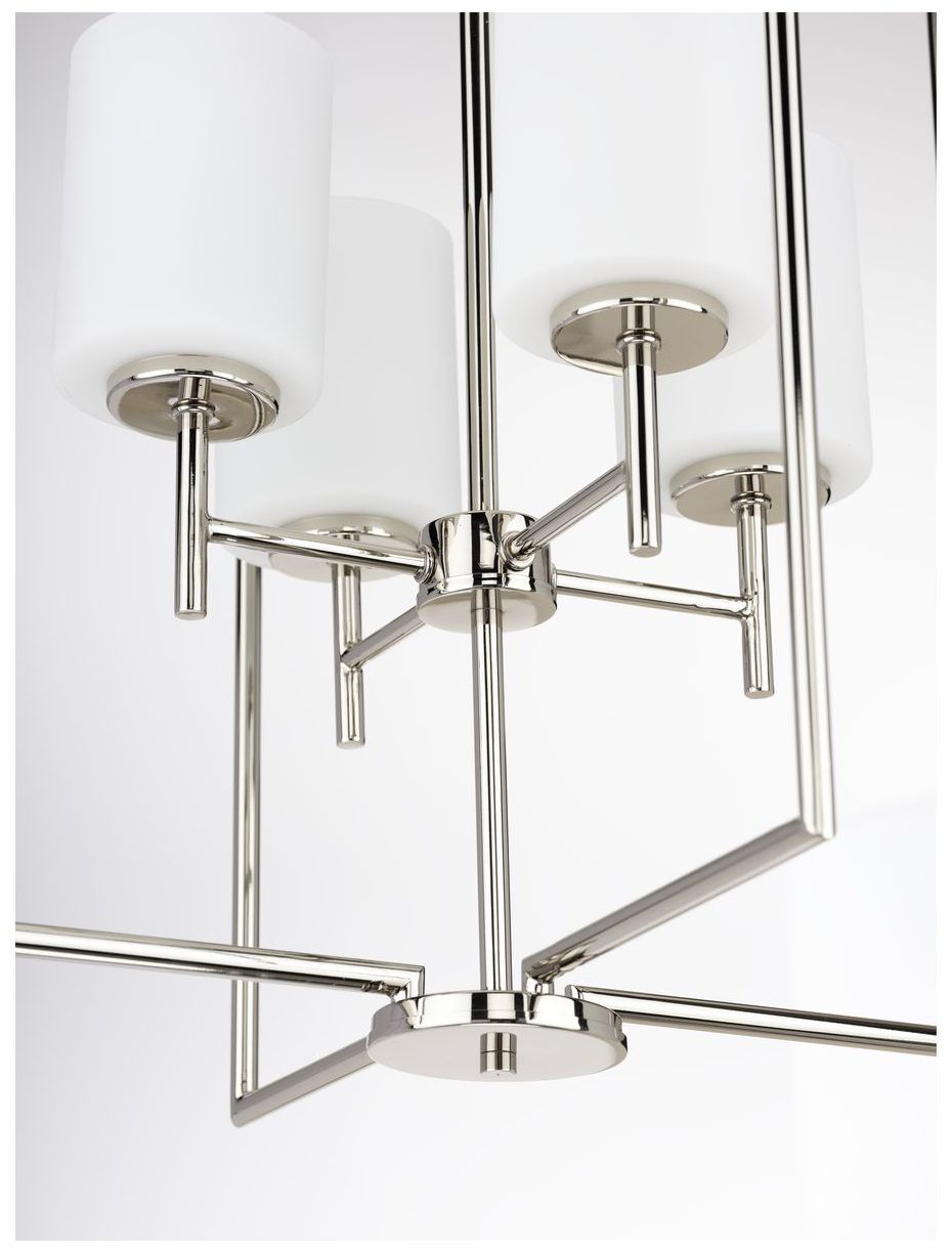 Replay Collection Four-Light Etched White Glass Pendant Light