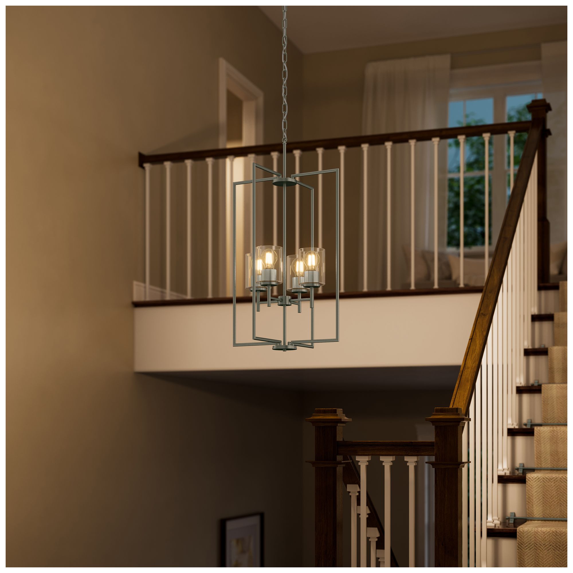 Image 4 Replay Collection Four-Light Pendant Light with Clear Glass Shades more views