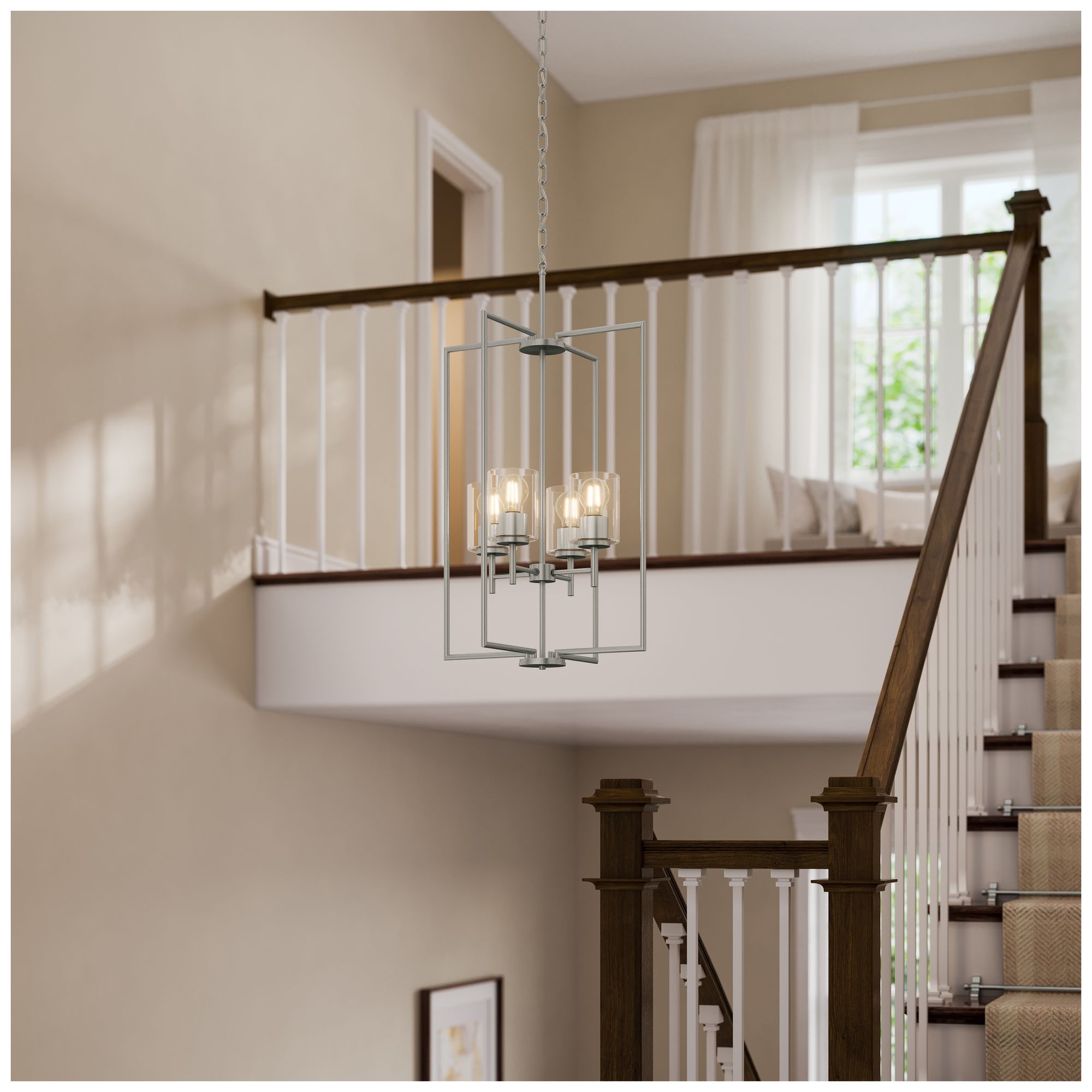 Replay Collection Four-Light Pendant Light with Clear Glass Shades
