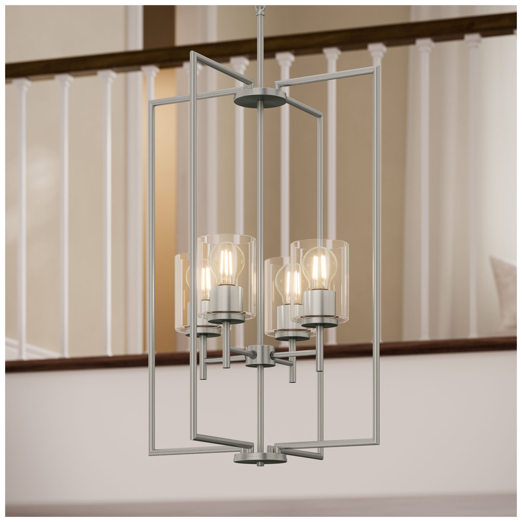 Replay Collection Four-Light Pendant Light with Clear Glass Shades