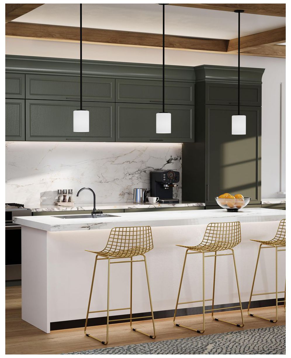 Image 2 Replay Collection One-Light Etched White Glass Mini-Pendant Light more views