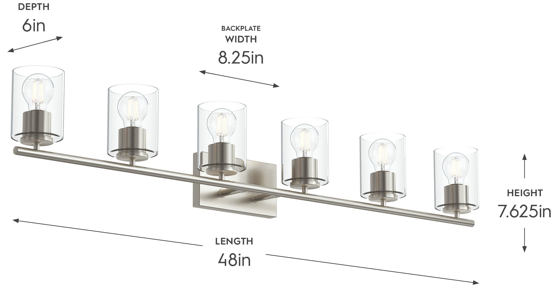 Image 6 Replay Collection Six-Light Bath & Vanity Light with Clear Glass Shades more views