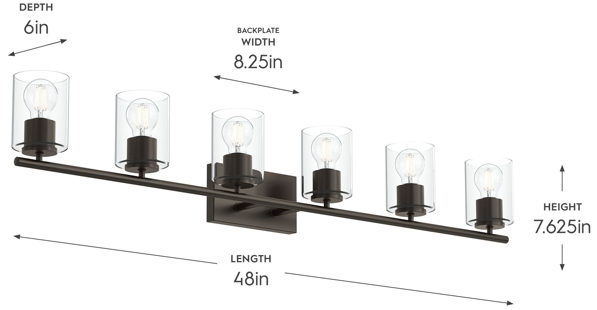 Image 6 Replay Collection Six-Light Bath & Vanity Light with Clear Glass Shades more views