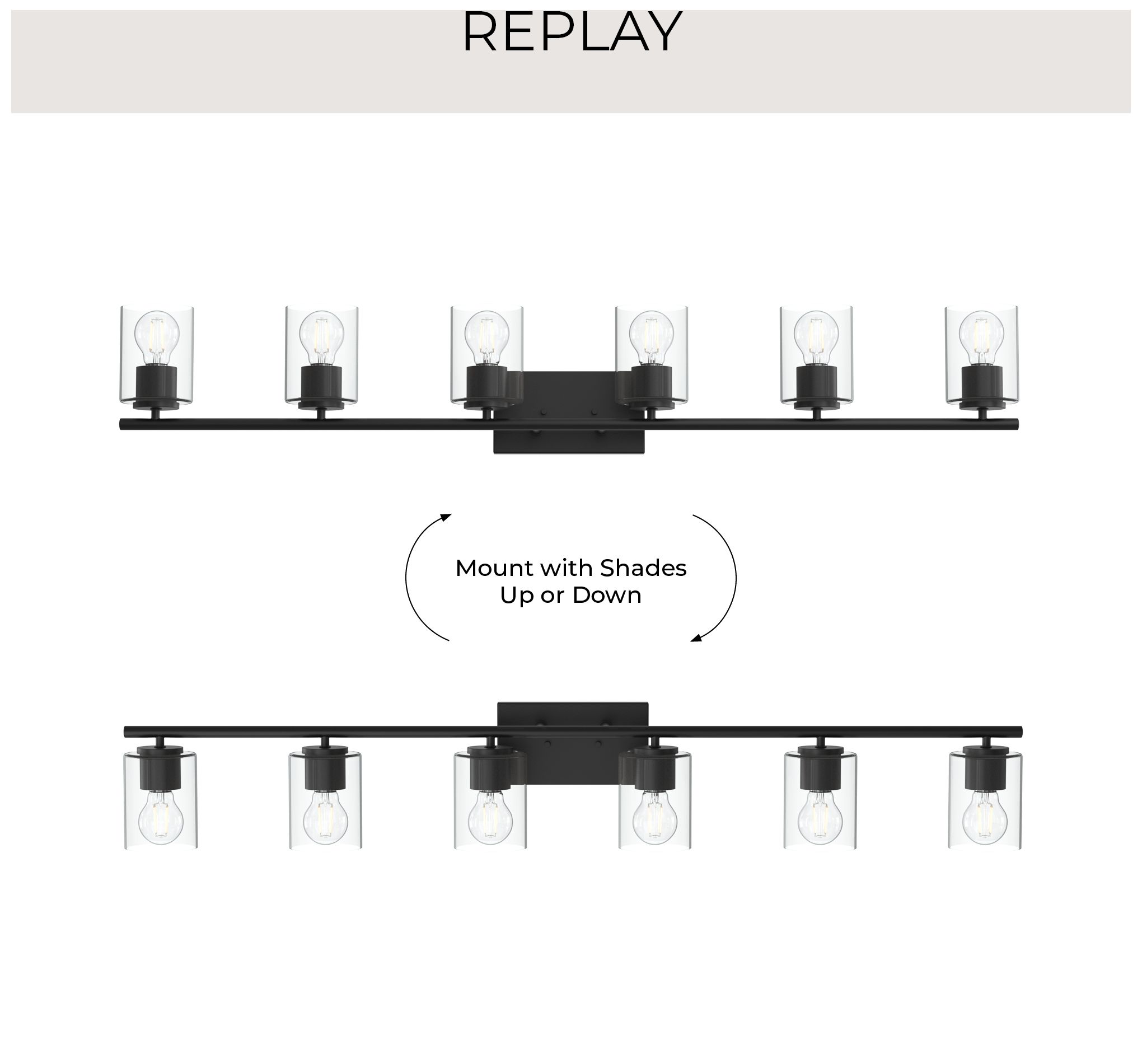 Image 3 Replay Collection Six-Light Bath & Vanity Light with Clear Glass Shades more views