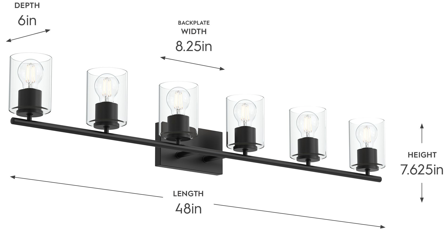 Image 6 Replay Collection Six-Light Bath & Vanity Light with Clear Glass Shades more views