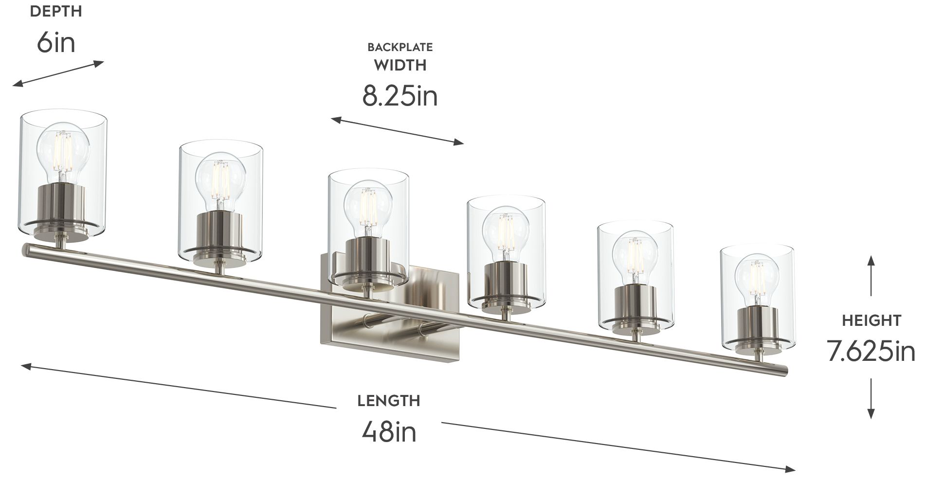 Image 6 Replay Collection Six-Light Bath & Vanity Light with Clear Glass Shades more views