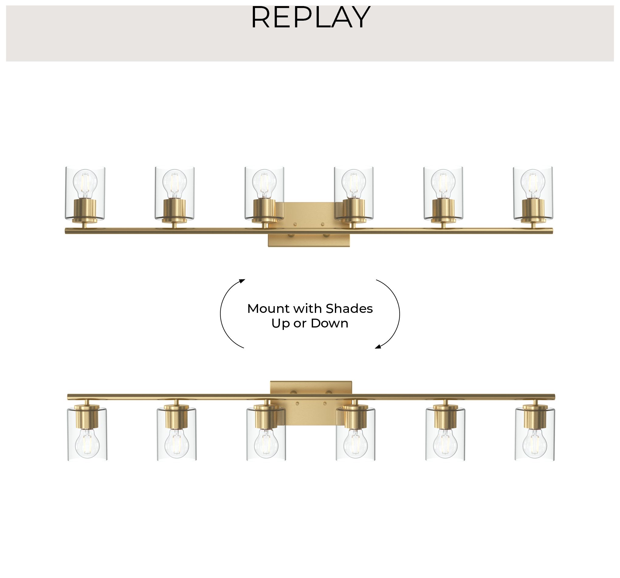 Replay Collection Six-Light Bath & Vanity Light with Clear Glass Shades