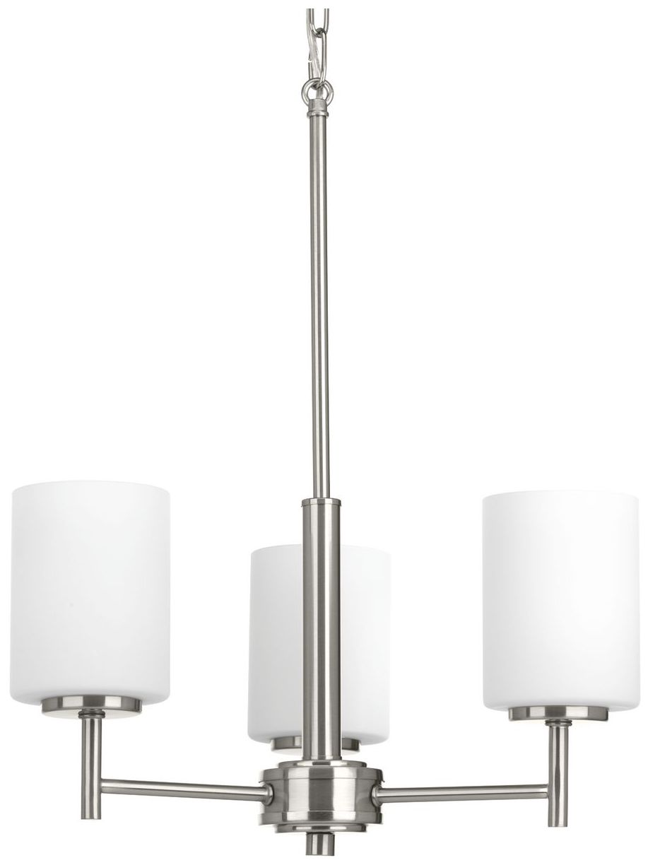 Replay Collection Three-Light Etched White Glass Chandelier Light