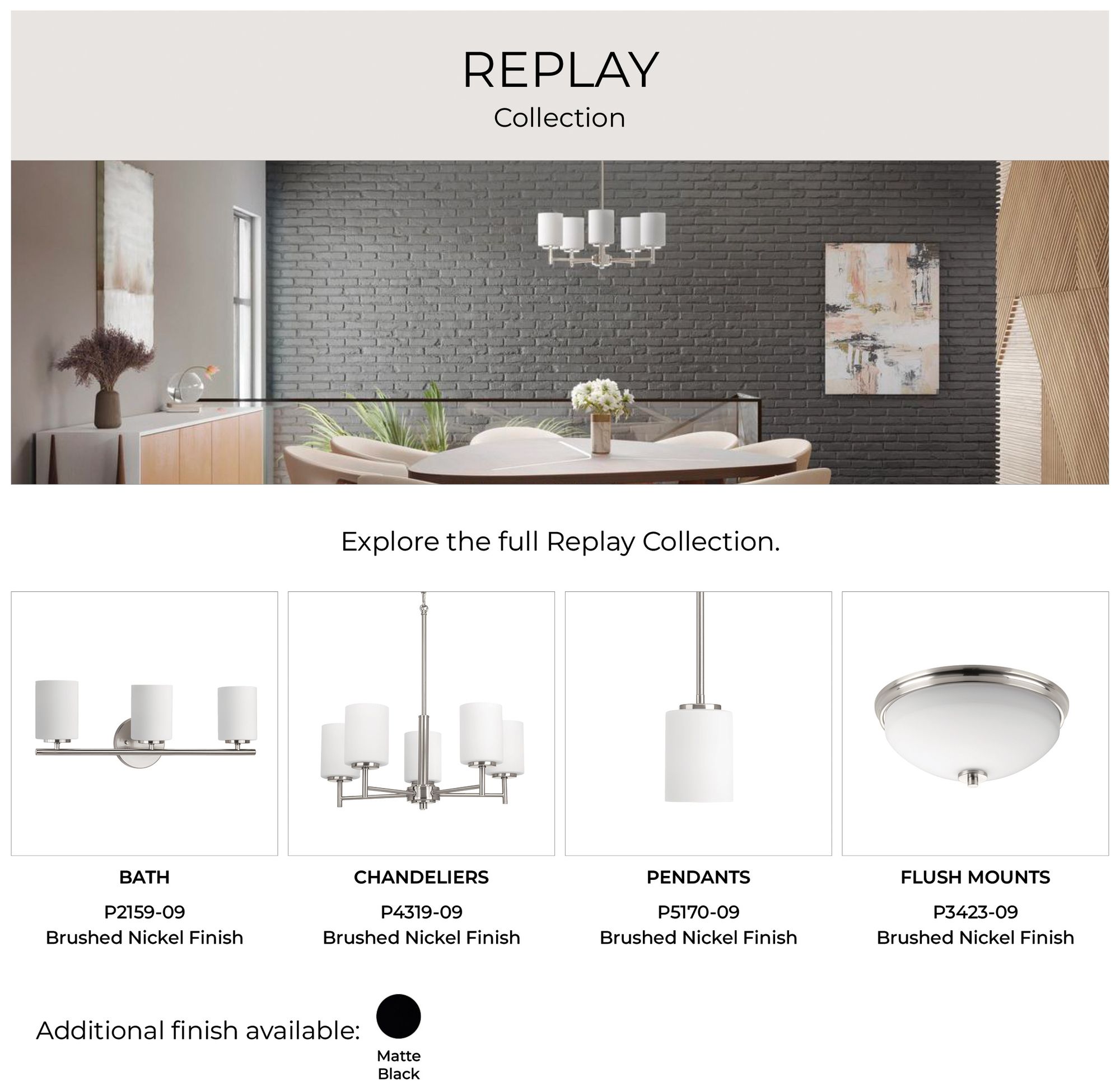 Replay Collection Three-Light Etched White Glass Chandelier Light