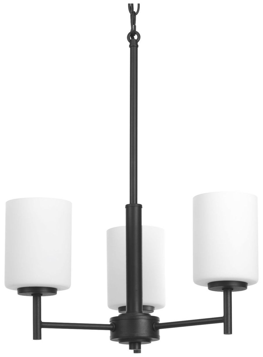 Replay Collection Three-Light Etched White Glass Chandelier Light