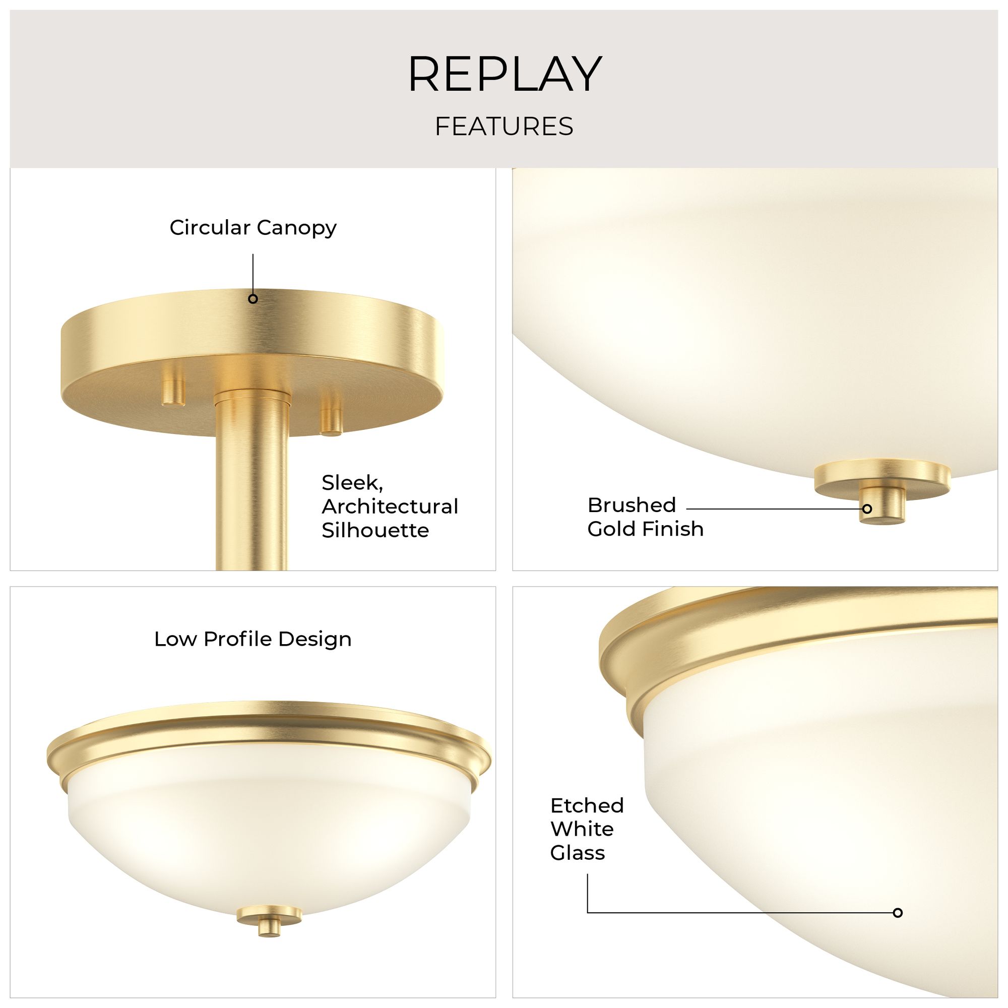 Image 3 Replay Collection Two-light 14-3/4" Semi-Flush more views