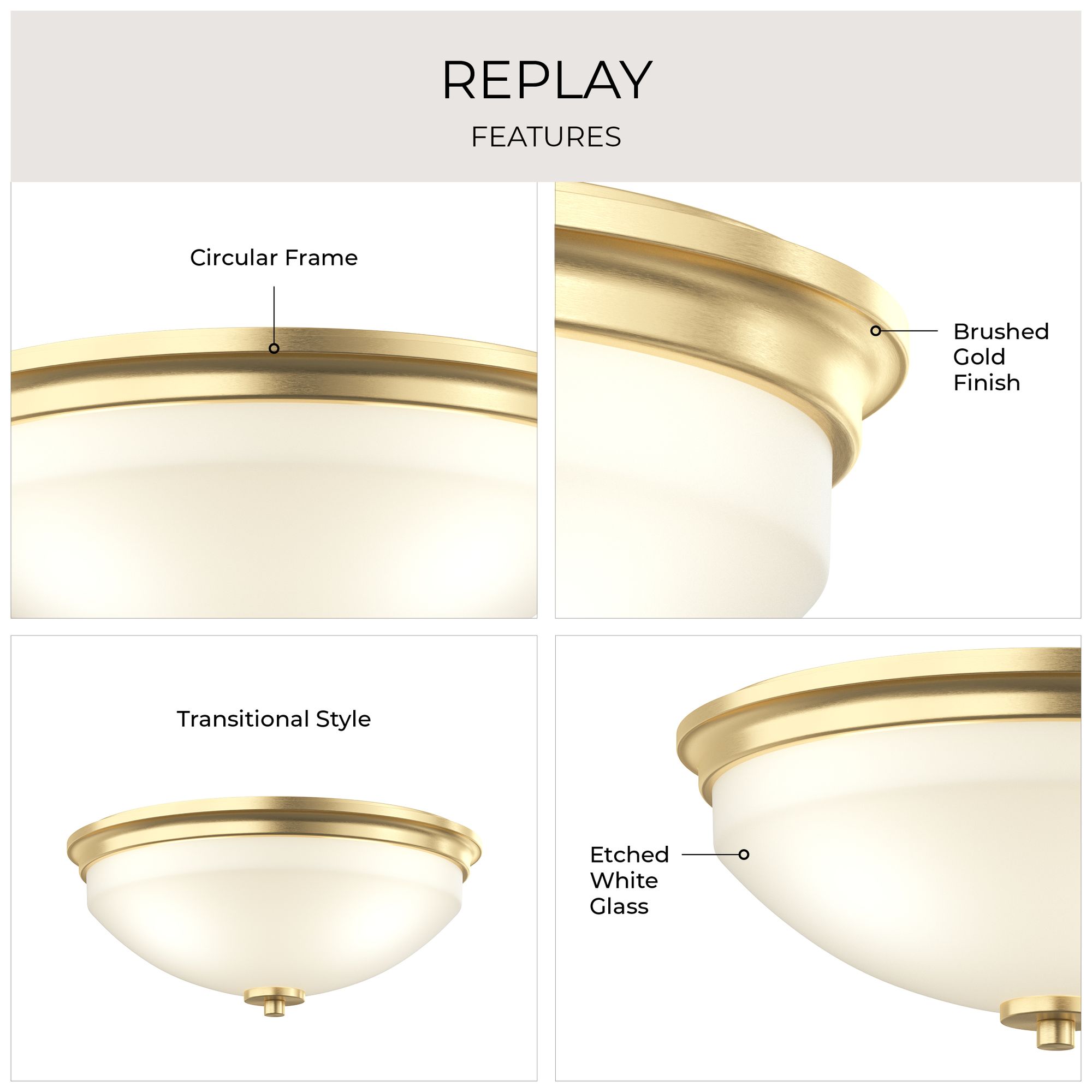 Image 7 Replay Collection Two-light 14" Flush Mount more views