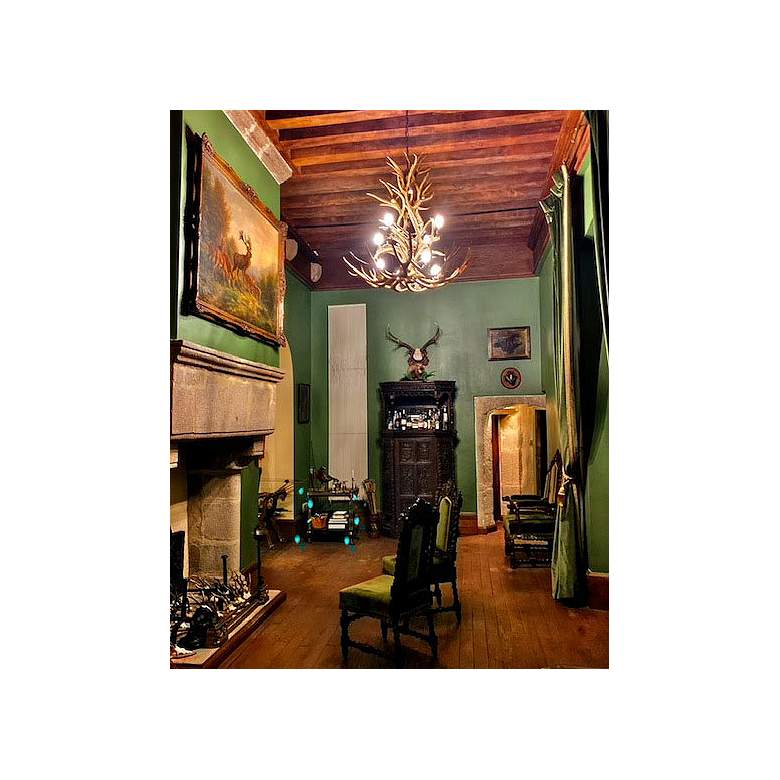 Image 3 Reproduction Antler 29"W Natural Brown 9-Light Chandelier more views