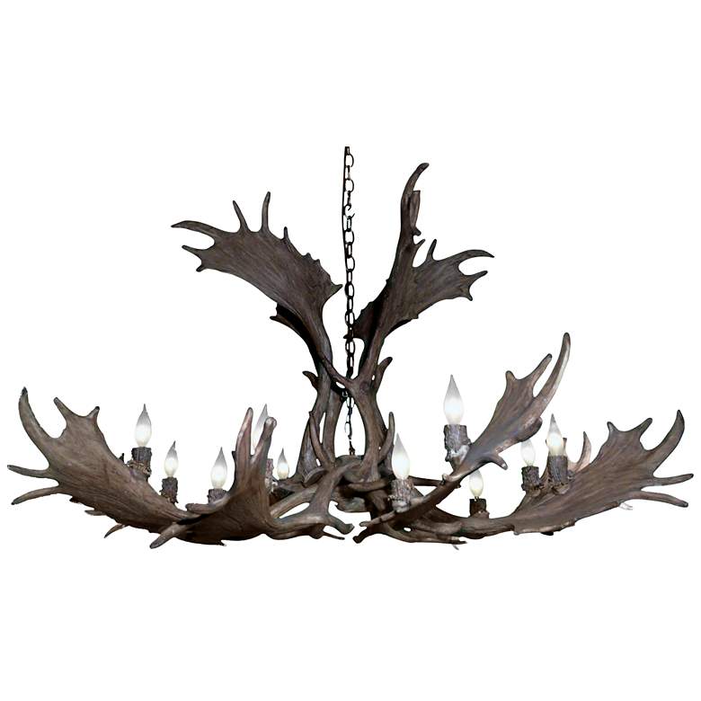 Image 1 Reproduction Antler 51"W Natural Brown 12-Light Chandelier