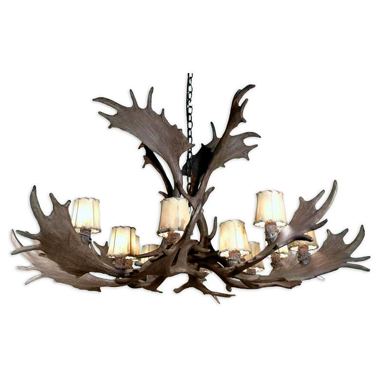 Image 2 Reproduction Antler 51"W Natural Brown 12-Light Chandelier more views