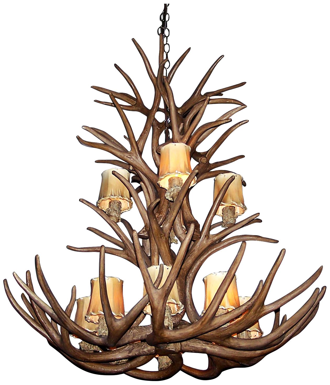 Image 3 Reproduction Whitetail 27-30"W 9-Light Antler Chandelier more views