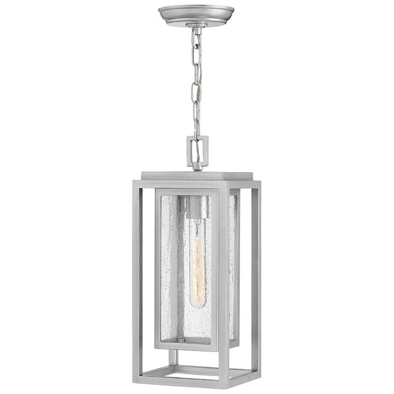 Image 1 Republic 16 3/4 inch High Satin Nickel 12V Outdoor Hanging Light