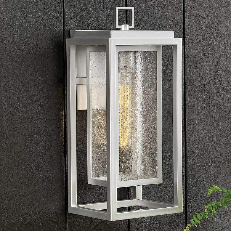 Image 2 Republic 16 inchH Satin Nickel LED Outdoor Lantern Wall Light