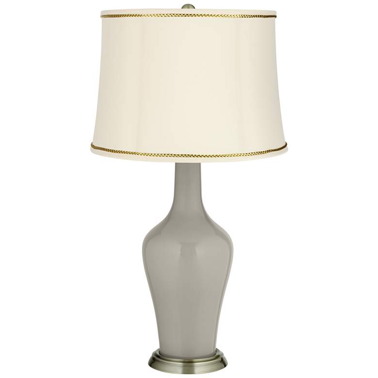 Image 1 Requisite Gray Anya Table Lamp with President&#39;s Braid Trim