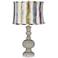 Requisite Gray Apothecary Table Lamp w/ Purple Striped Shade