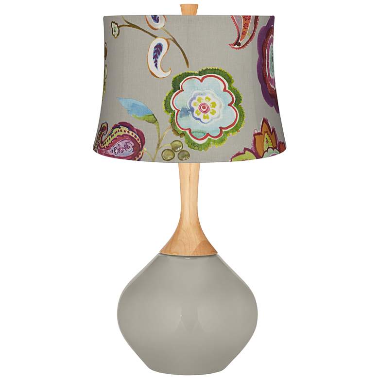 Image 1 Requisite Gray Beige with Flowers Wexler Table Lamp