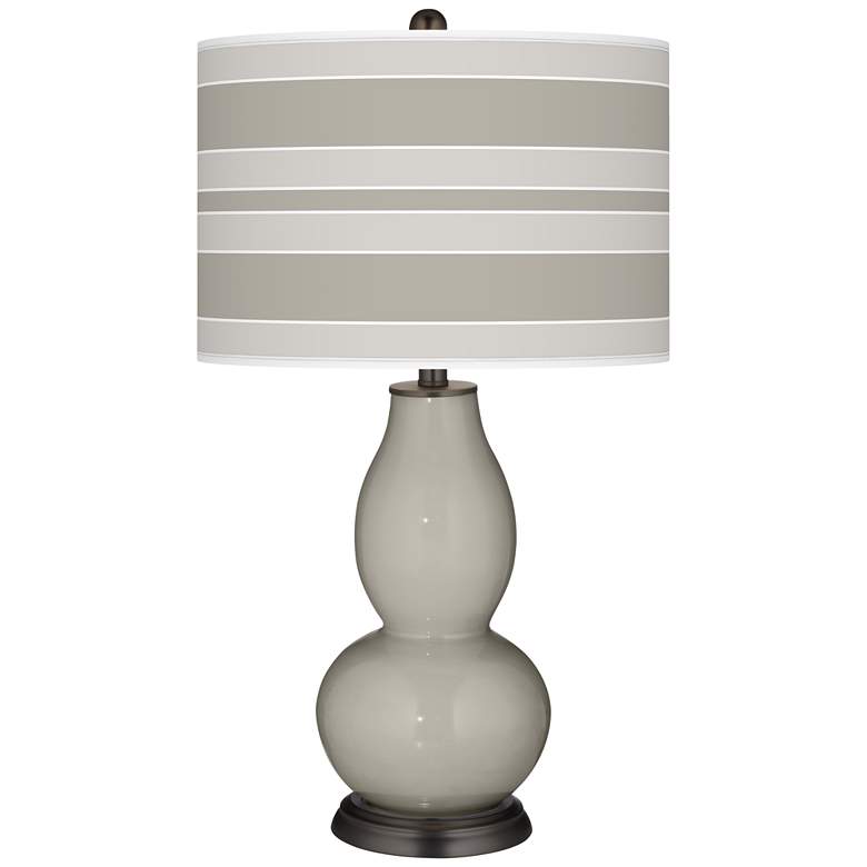 Image 1 Requisite Gray Bold Stripe Double Gourd Table Lamp