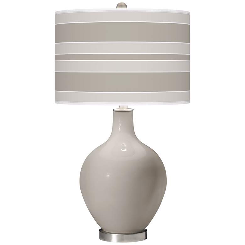 Image 1 Requisite Gray Bold Stripe Ovo Table Lamp