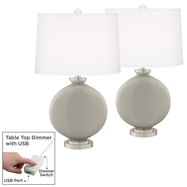 Image 1 Requisite Gray Carrie Table Lamp Set of 2 with Dimmers