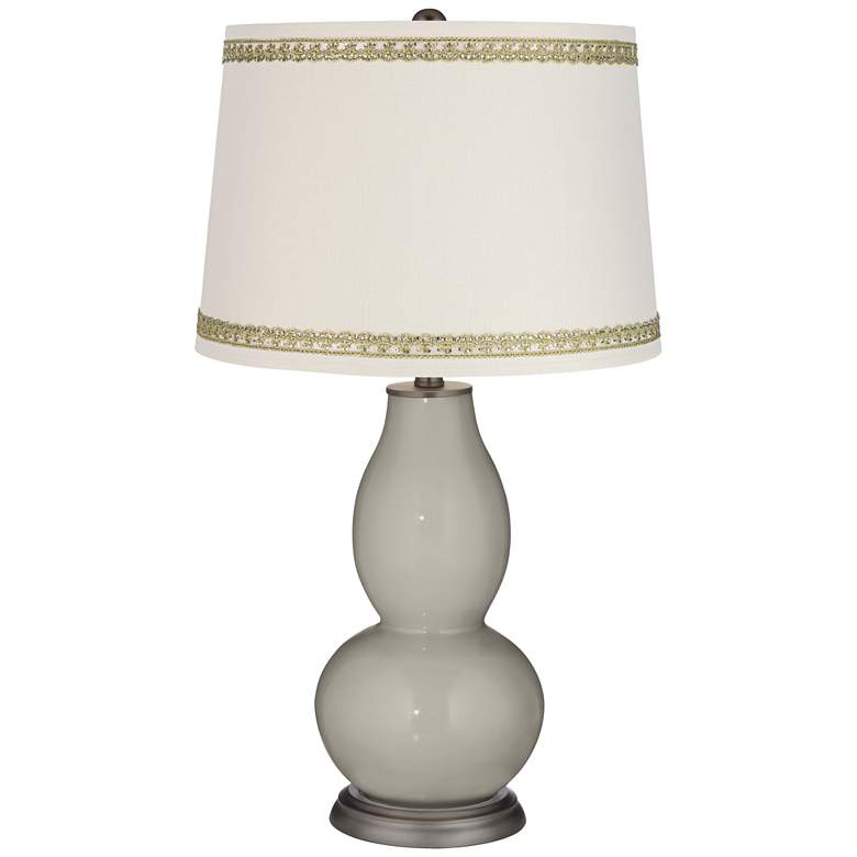 Image 1 Requisite Gray Double Gourd Table Lamp with Rhinestone Lace Trim