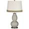 Requisite Gray Double Gourd Table Lamp with Scallop Lace Trim