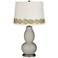 Requisite Gray Double Gourd Table Lamp with Vine Lace Trim