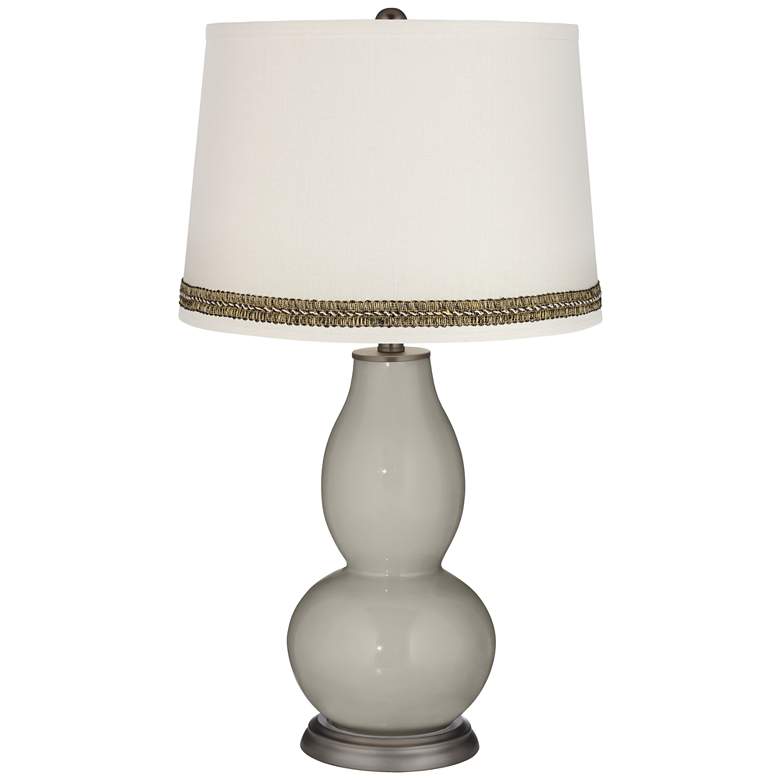 Image 1 Requisite Gray Double Gourd Table Lamp with Wave Braid Trim