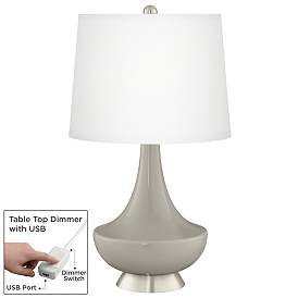 Image1 of Requisite Gray Gillan Glass Table Lamp with Dimmer