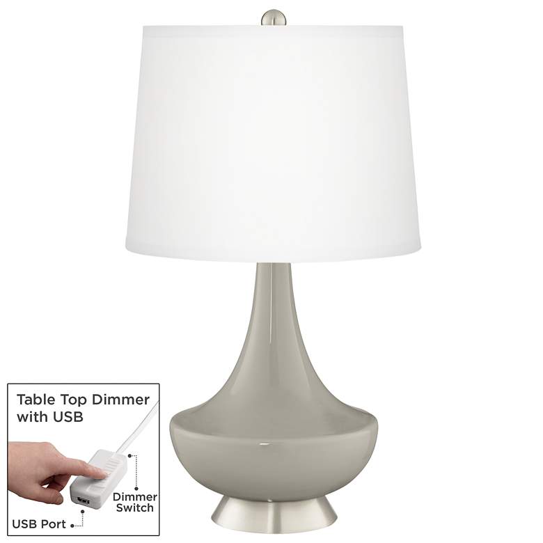 Image 1 Requisite Gray Gillan Glass Table Lamp with Dimmer